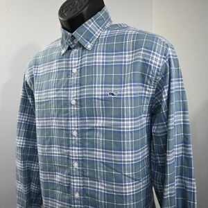 Vineyard Vines Whale Shirt Plaid Long Sleeve Button Up Mens Size Medium